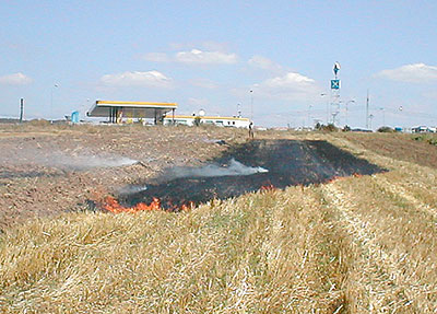 Místní debil vypaluje trávu